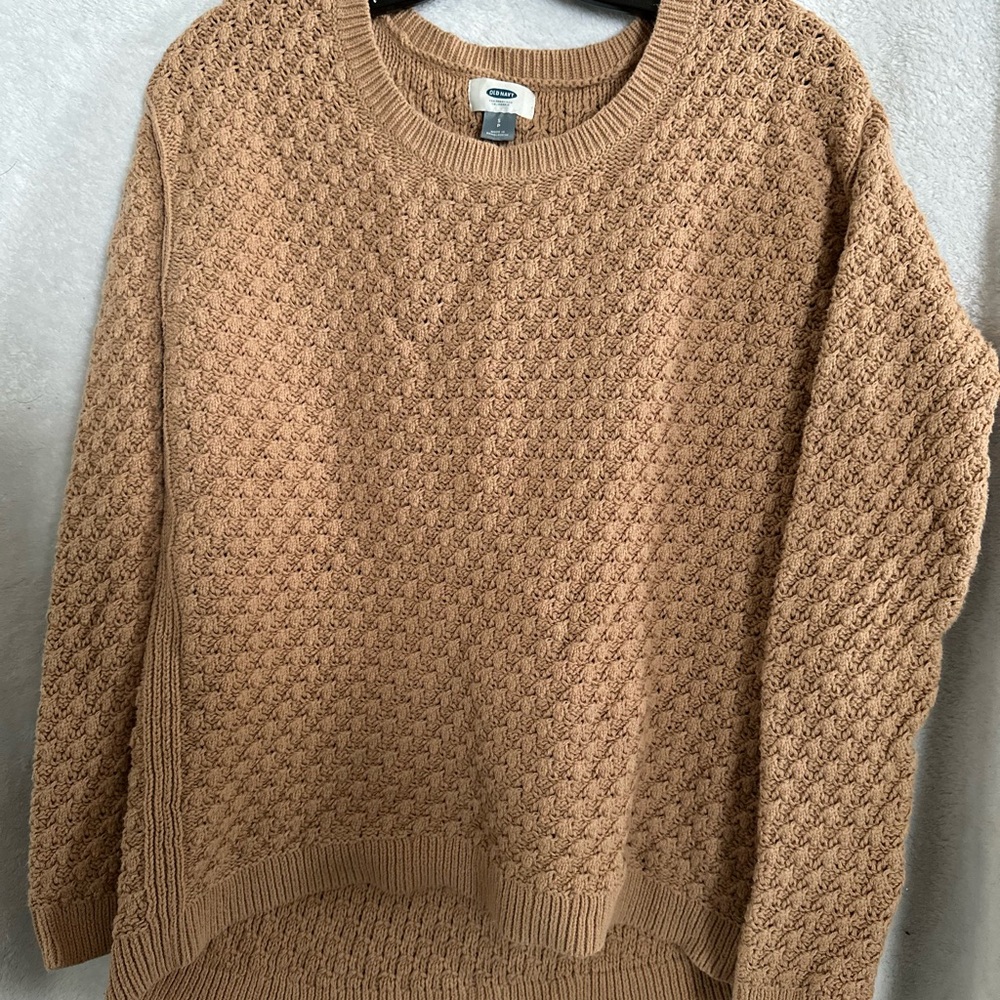 Old Navy Textured Tan Crew Neck Sweater